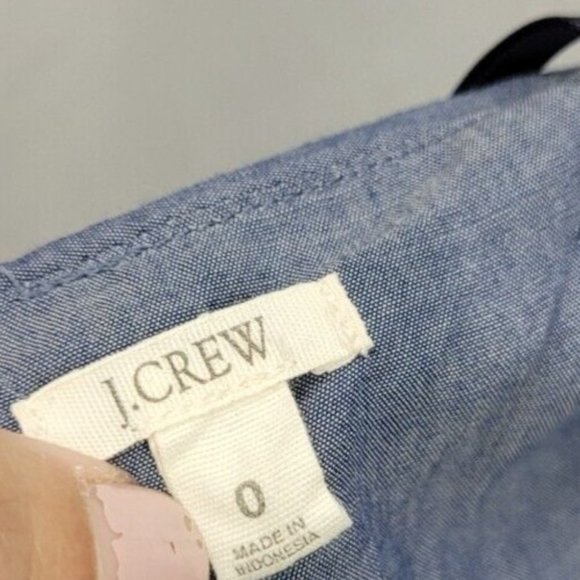 J.Crew Strapless Chambray Rose and Ruffle A-Line Dress 100% Cotton Size 0 - Picture 6 of 9